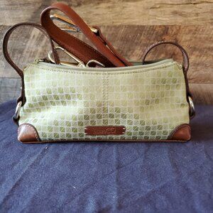 Green and tan purse